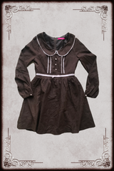 Brown Button Detail Long Sleeve Dress