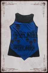 Blue & Black Skull Rhinestone Lettering Top