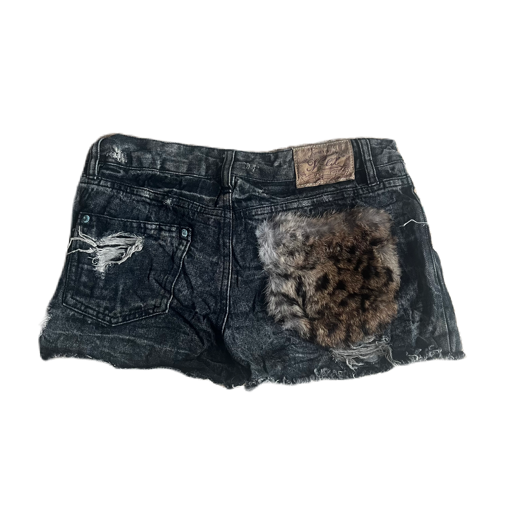 Dark Grey Fur Pocket Detail Shorts