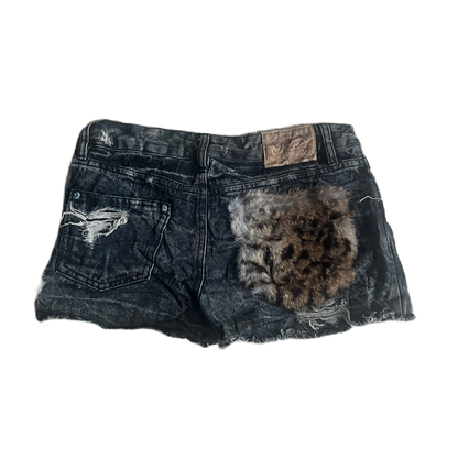 Dark Grey Fur Pocket Detail Shorts
