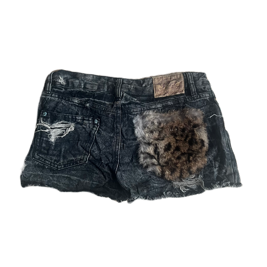 Dark Grey Fur Pocket Detail Shorts