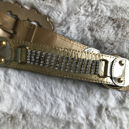 Gold Rhinestone & Pearl Detail Belt
