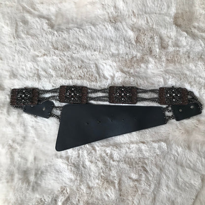 Dark Brown Statement Flower Belt