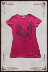 Hot Pink Glitter Graphic Winged Fleur-de-Lis Tee