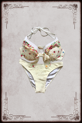 Cream Lace Floral Bikini Set
