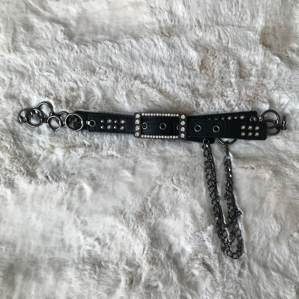 Black Chain Rhinestone Belt