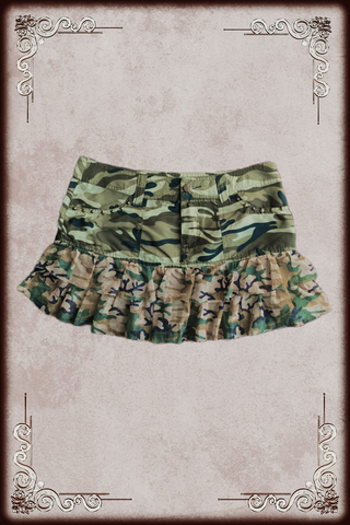 Lightweight Camo Mesh Trim Micro Mini Skirt