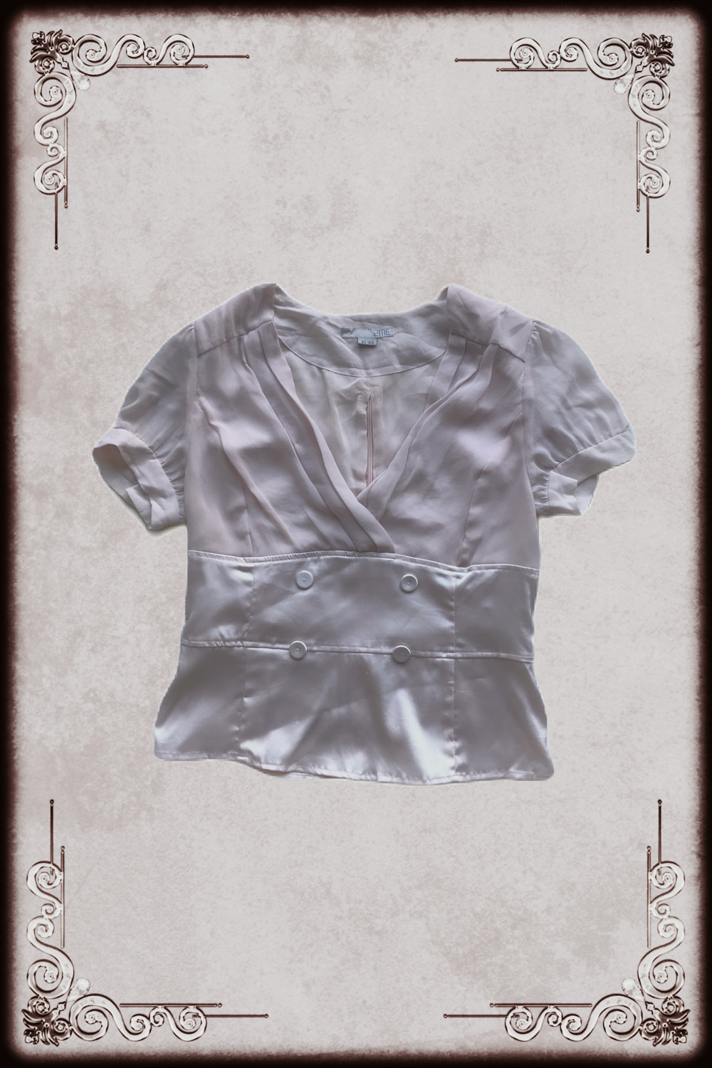 Satin and Mesh Powder Pink Button Top