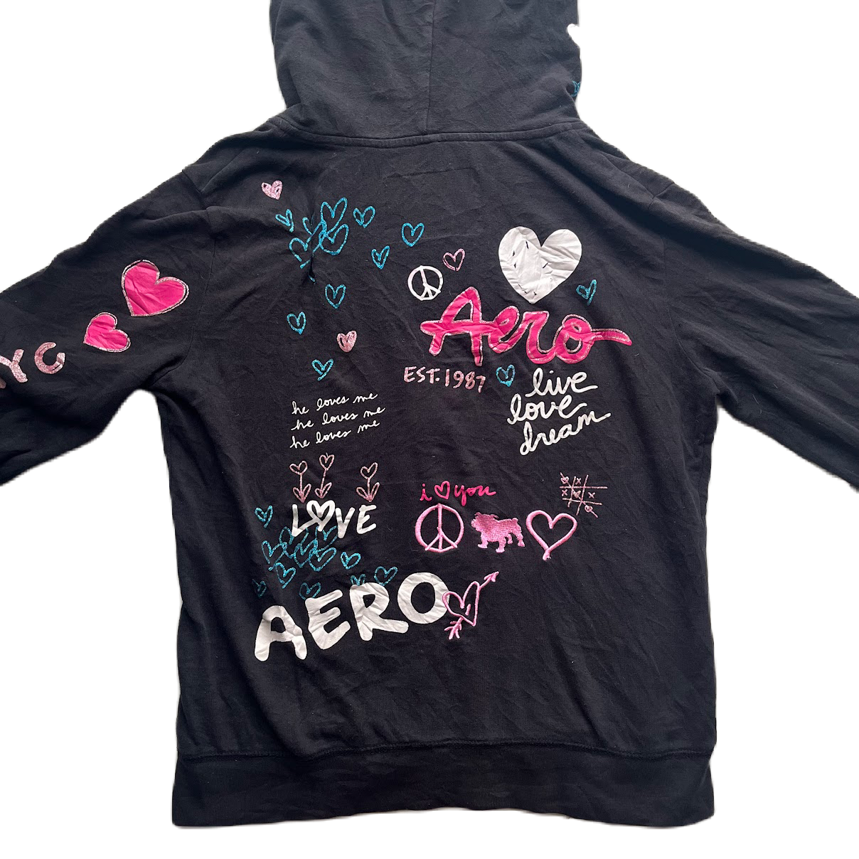 Black & Pink Glitter Rhinestone Graphic Zip-up