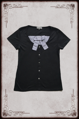 Black Pinstripe Bow Blouse