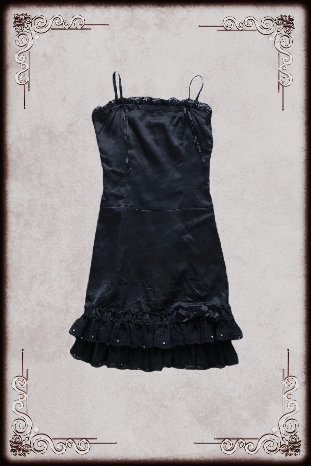 Black Strappy Ruffle Sequin Dress