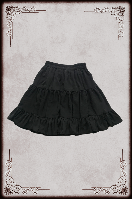 Mid Length Black Ruffle Skirt