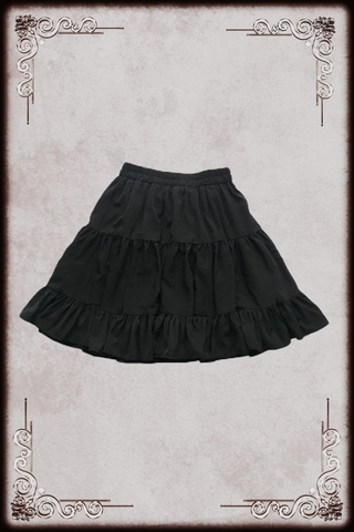 Mid Length Black Ruffle Skirt