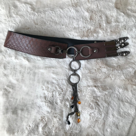 Brown Gem Tassel Chain Belt