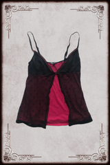 Black & Hot Pink Mesh Dotted Cami