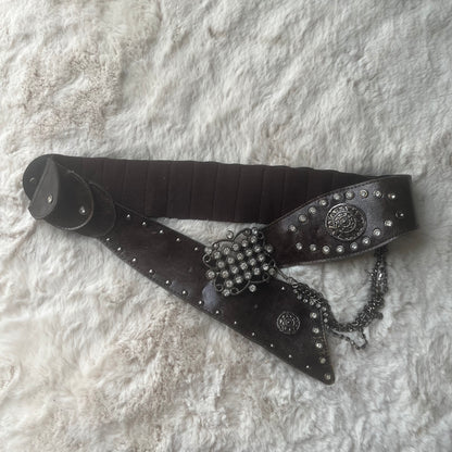 Brown & Silver Statement Rhinestone Chain Belt