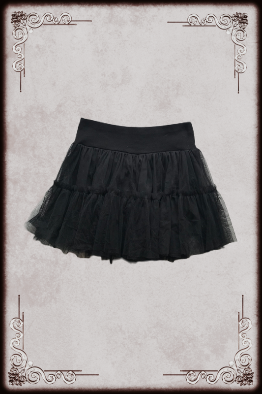 Colza Black Tulle Layered Skirt