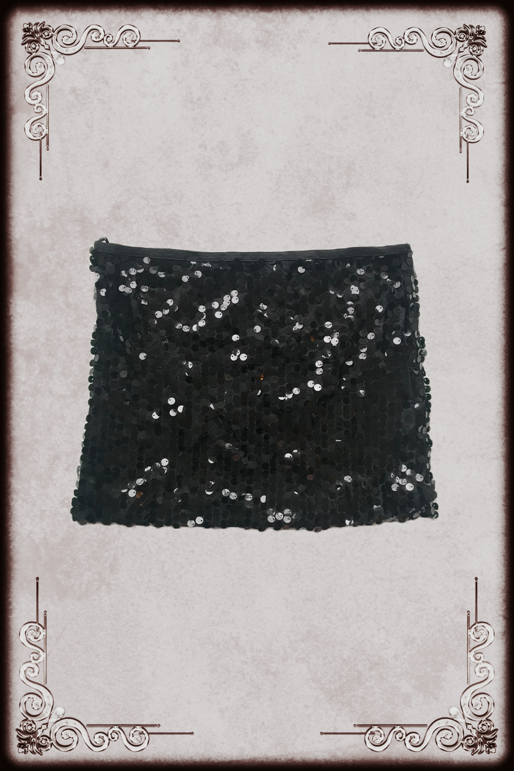 Black Sequin Mini Skirt