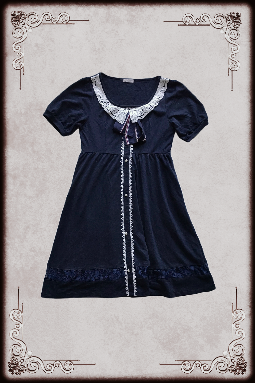 Axes Femme Navy Lace Trim Dress