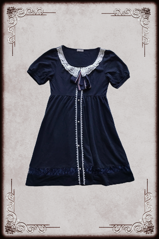 Axes Femme Navy Lace Trim Dress