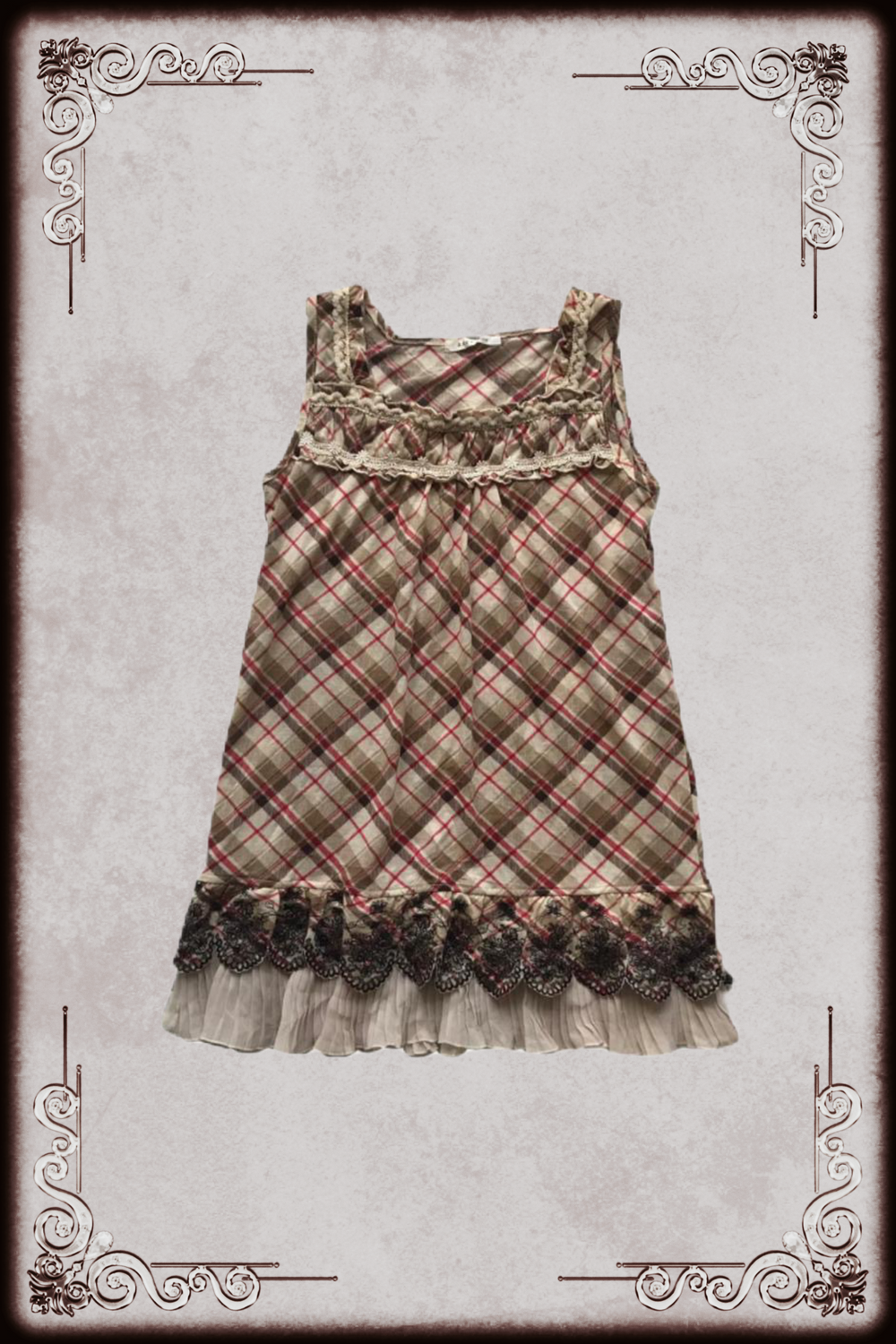 Axes Femme Beige & Pink Plaid Dress