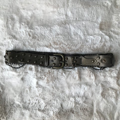 Dark Olive Chain Leather Belt
