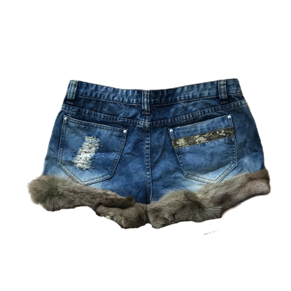 Distressed Studded Denim Shorts