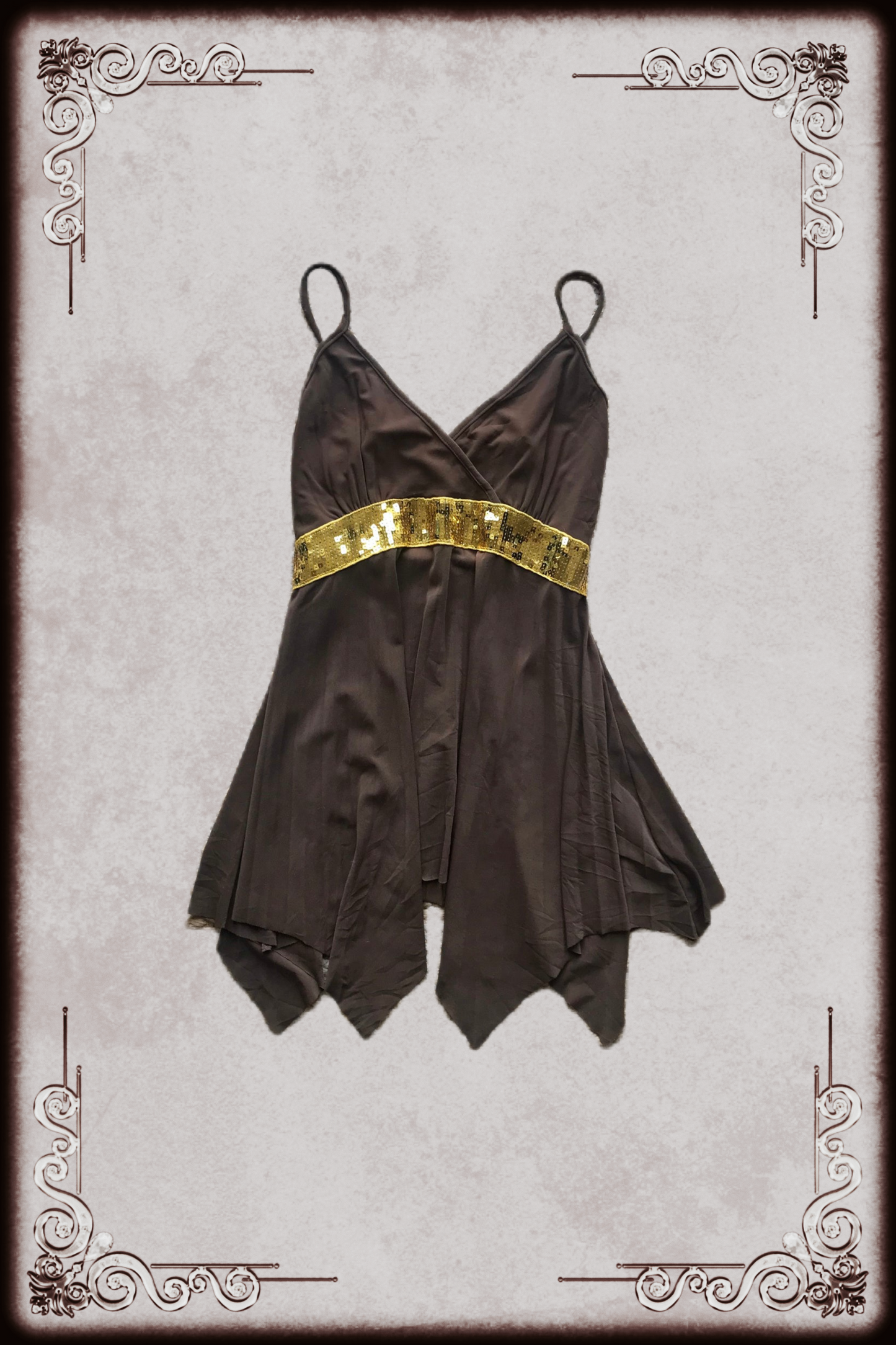 Brown & Gold Sequin Babydoll Top