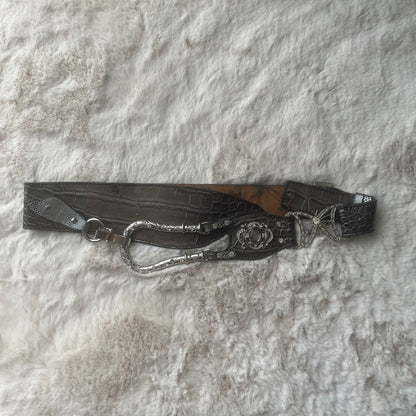 Silver Alligator Texture Rhinestone Belt