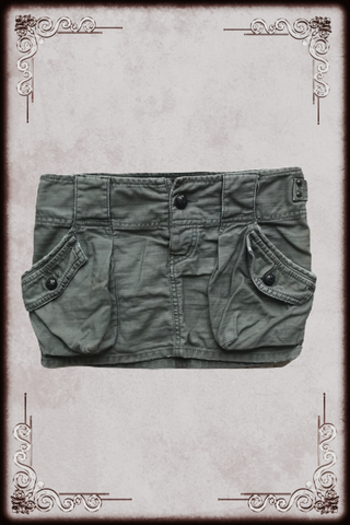 Olive Denim Utility Skirt