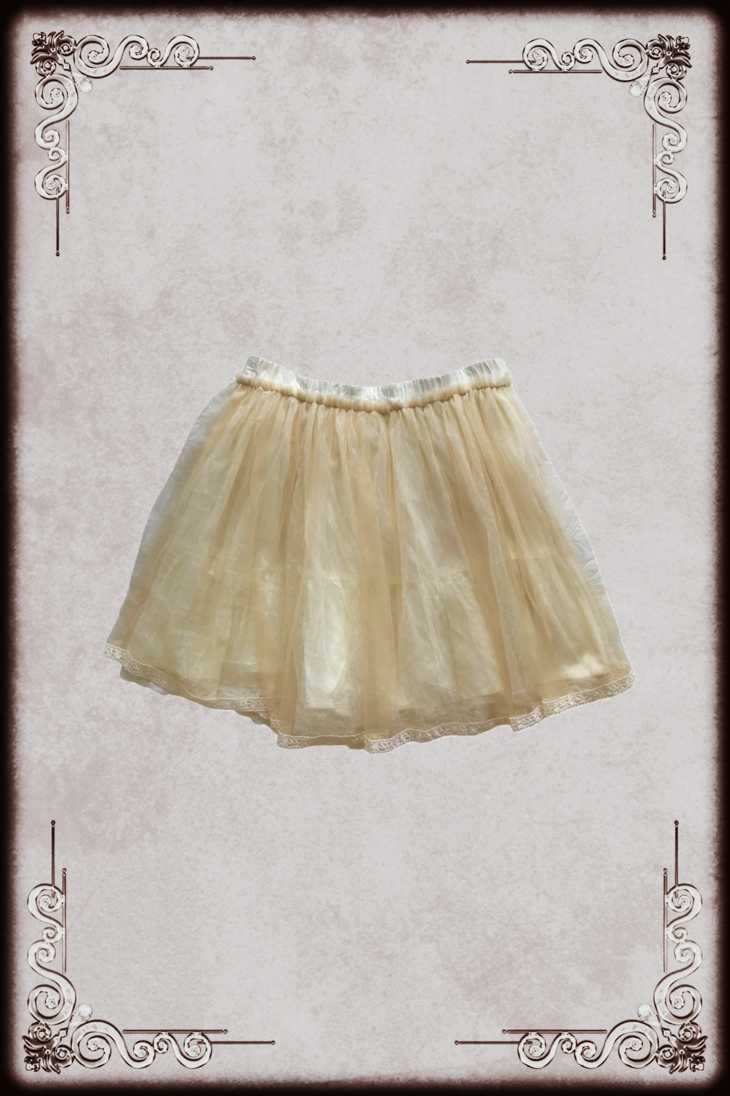 Pale Yellow & Cream Mesh Layer Skirt