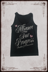 Black & Silver Pink Glitter Lettering Tank Top