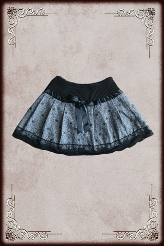 Black & Marl Grey Dotted Mini Skirt