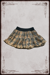 Beige Plaid Ruffle Skirt