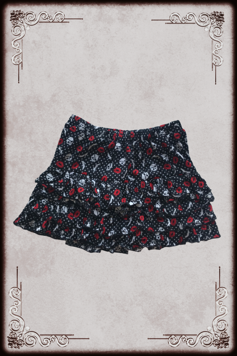 Retro Skull Print Mini Skirt
