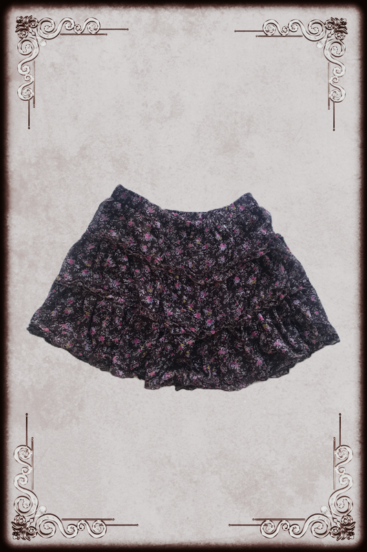 Brown & Pink Floral Ruffle Skirt