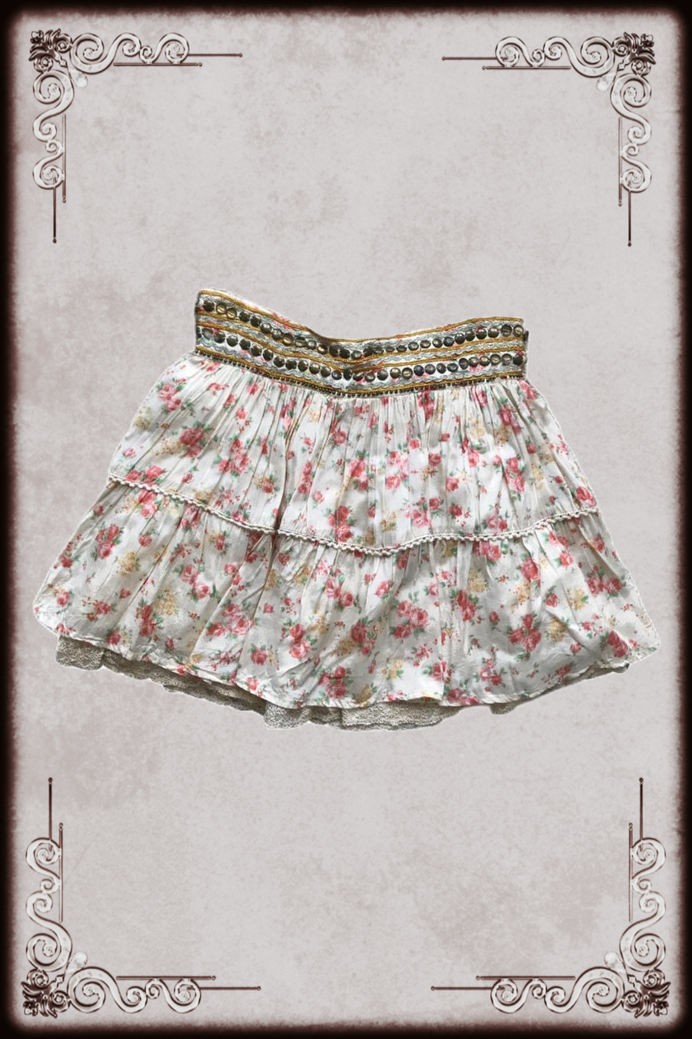 Cecil McBee Floral Beaded Skirt