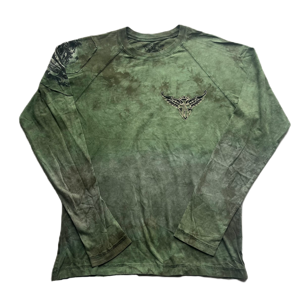 Green Tie-Dye Graphic Print Long Sleeve