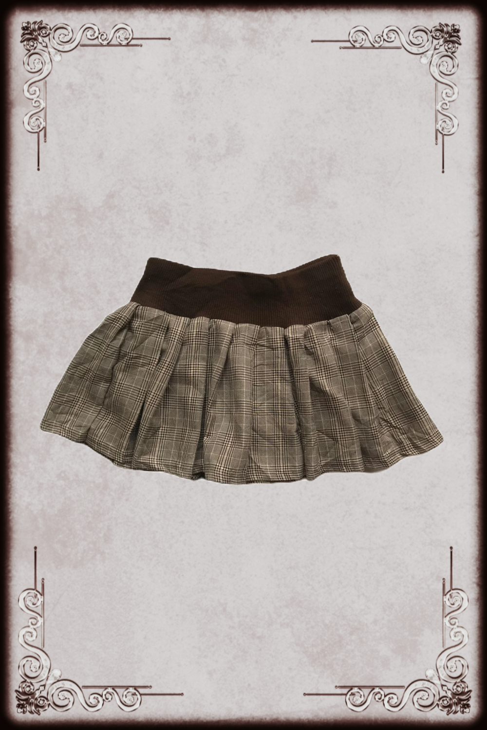Brown Plaid Mini Skirt