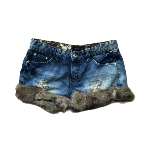 Distressed Studded Denim Shorts