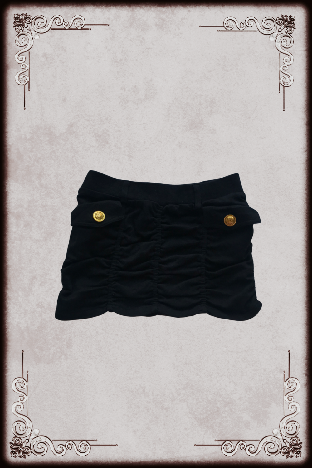 Black & Gold Ruched Micro Mini Skirt