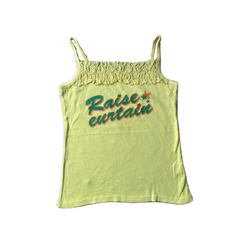 Yellow Lace Detail Lettering Graphic Cami