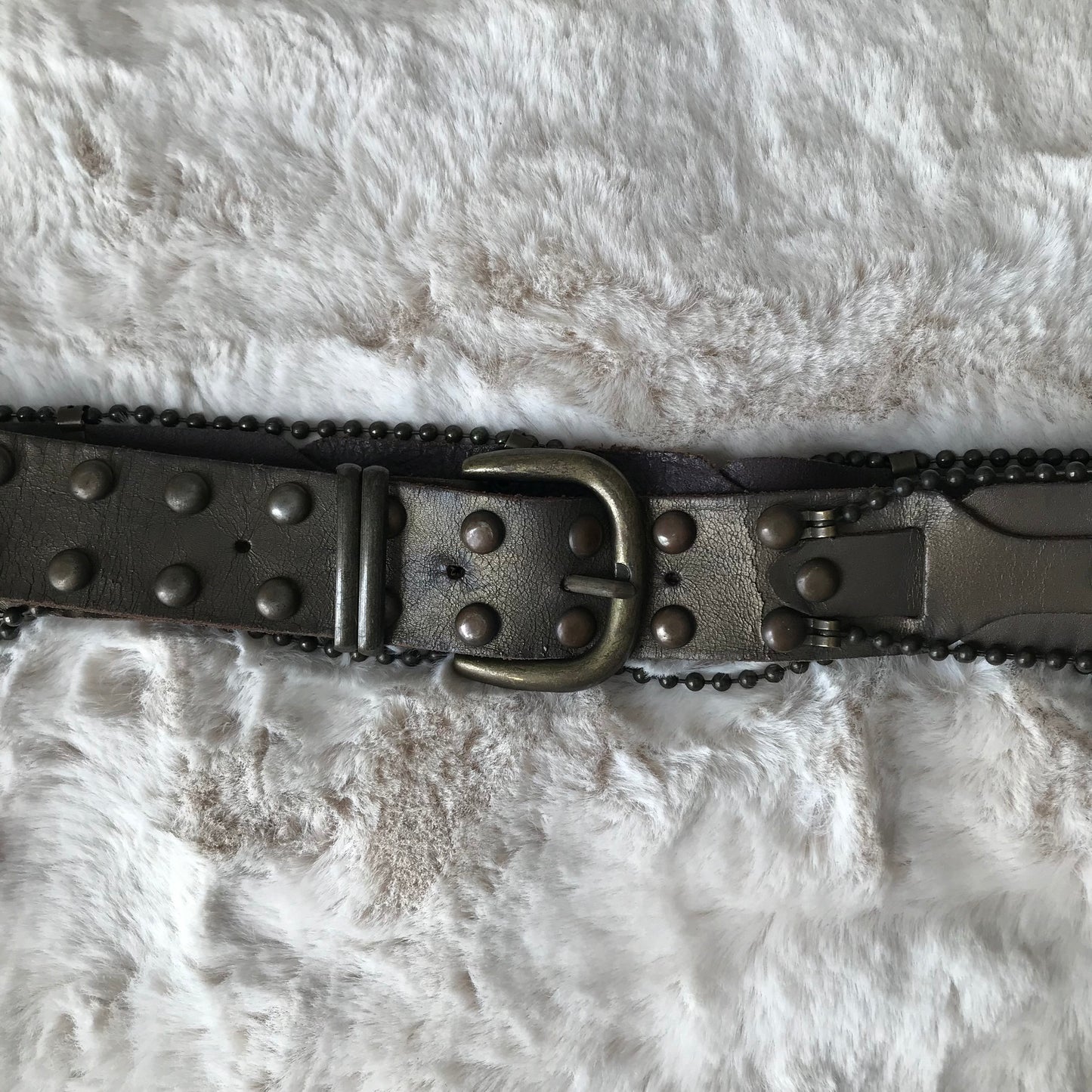 Dark Olive Chain Leather Belt