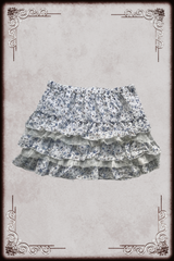 White & Blue Floral Tier Skirt