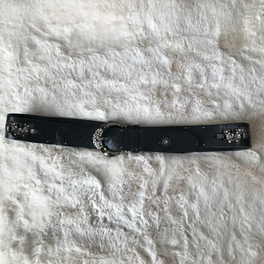 Black Butterfly Rhinestone Belt