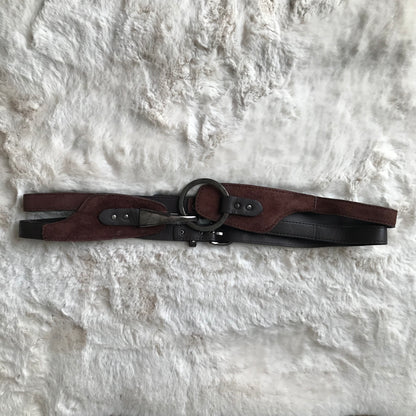 Brown Leather & Suede Strap Belt