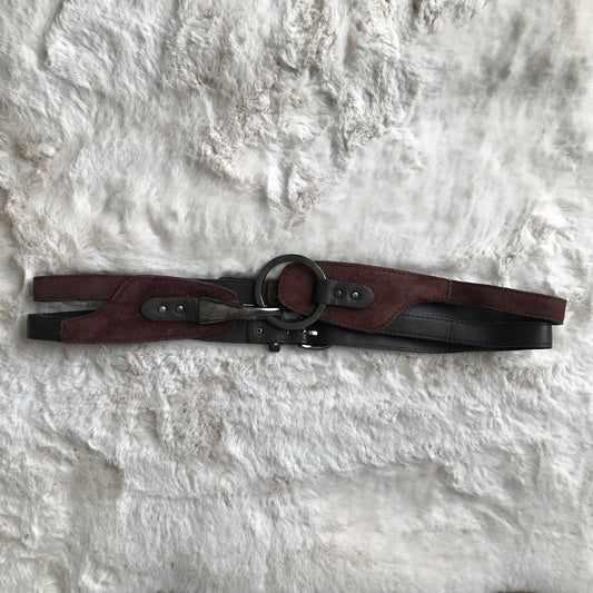 Brown Leather & Suede Strap Belt