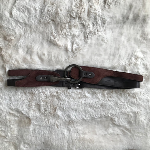 Brown Leather & Suede Strap Belt