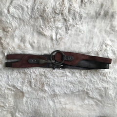 Brown Leather & Suede Strap Belt