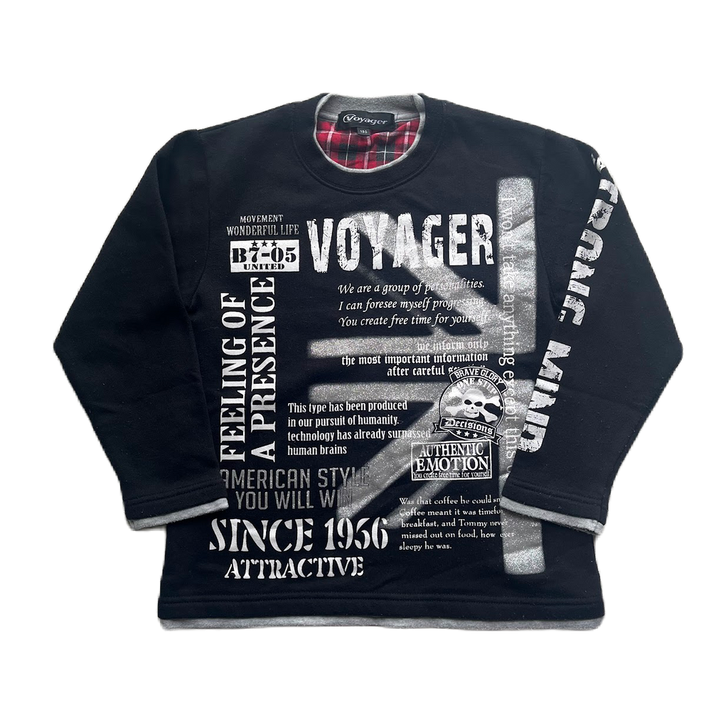 Black Silver Glitter Graphic Sweater